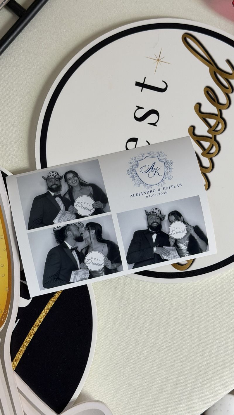 Printed wedding photos with a custom monogram design